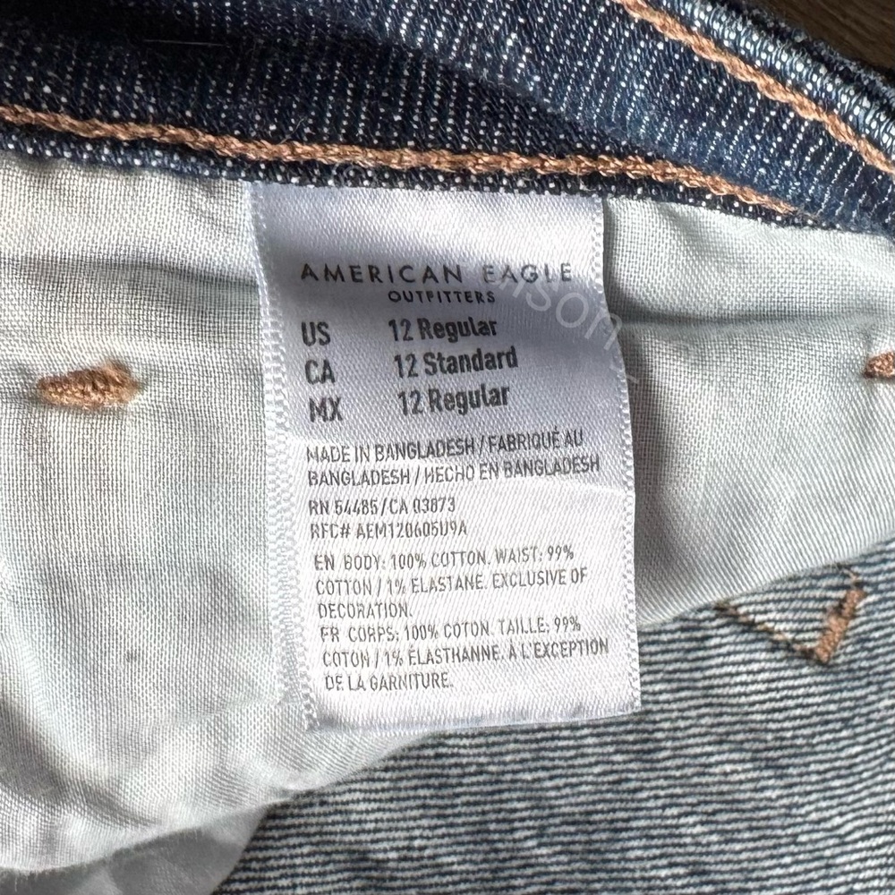 American Eagle Mom Jeans Size 12 Regular 100% Cotton - Picture 3 of 8